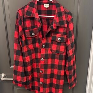 POL Buffalo Plaid Button Down Flannel
